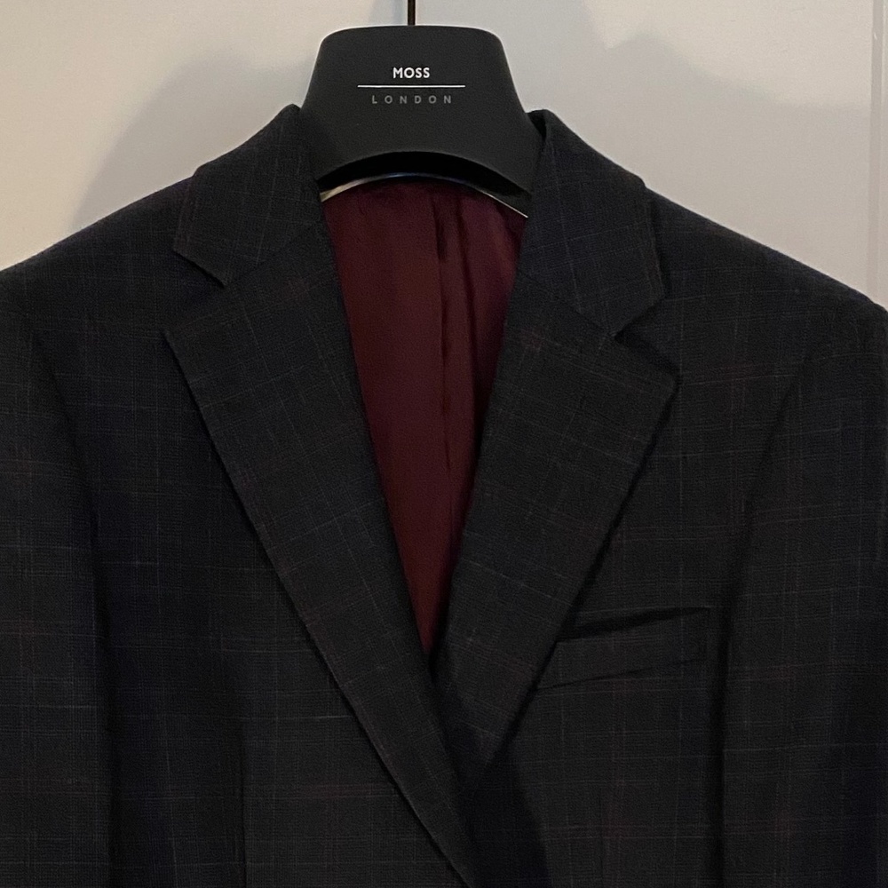Moss London Slim Fit Blue Check Suit